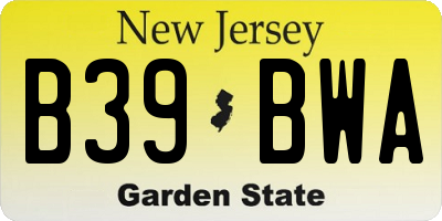 NJ license plate B39BWA