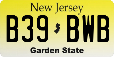 NJ license plate B39BWB