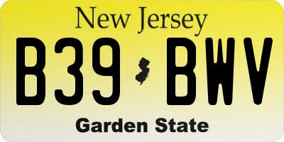 NJ license plate B39BWV