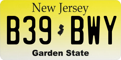 NJ license plate B39BWY