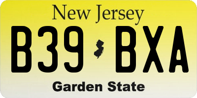 NJ license plate B39BXA