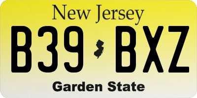 NJ license plate B39BXZ