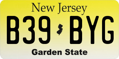 NJ license plate B39BYG