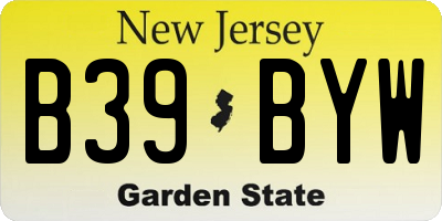 NJ license plate B39BYW