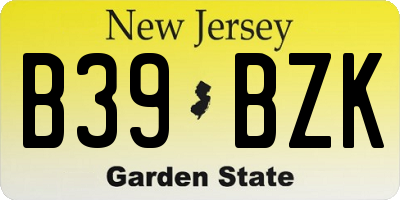 NJ license plate B39BZK