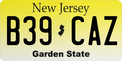NJ license plate B39CAZ