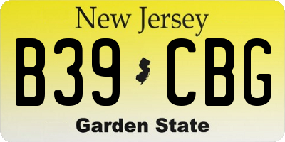 NJ license plate B39CBG