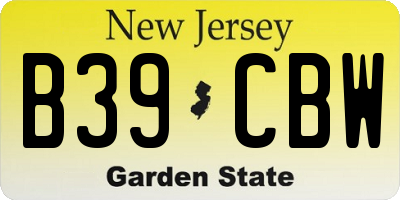 NJ license plate B39CBW