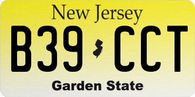 NJ license plate B39CCT