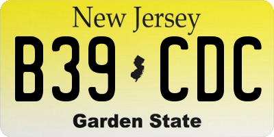 NJ license plate B39CDC