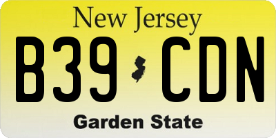NJ license plate B39CDN