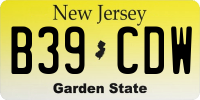NJ license plate B39CDW