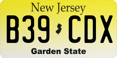 NJ license plate B39CDX