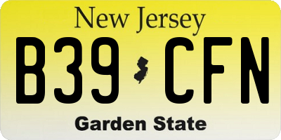 NJ license plate B39CFN