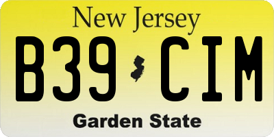 NJ license plate B39CIM