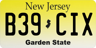 NJ license plate B39CIX