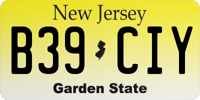 NJ license plate B39CIY