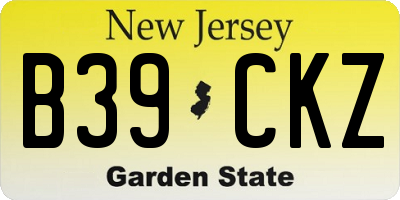 NJ license plate B39CKZ