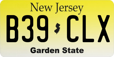 NJ license plate B39CLX