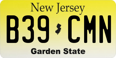 NJ license plate B39CMN