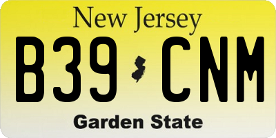 NJ license plate B39CNM