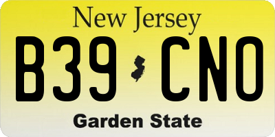 NJ license plate B39CNO