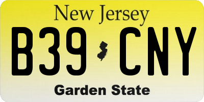 NJ license plate B39CNY
