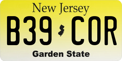 NJ license plate B39COR