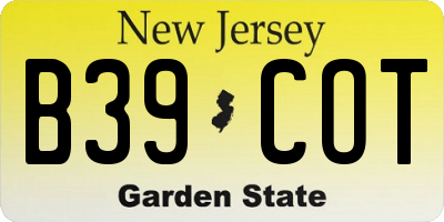 NJ license plate B39COT