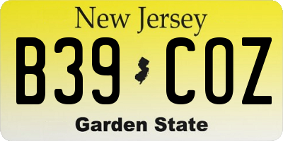 NJ license plate B39COZ