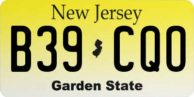 NJ license plate B39CQO