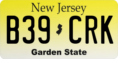 NJ license plate B39CRK