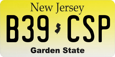 NJ license plate B39CSP