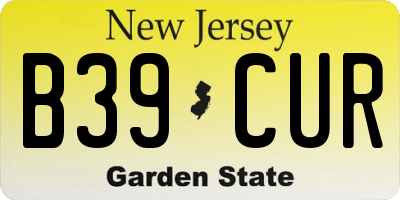 NJ license plate B39CUR