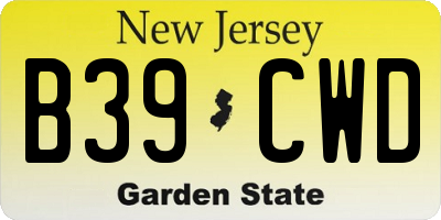 NJ license plate B39CWD