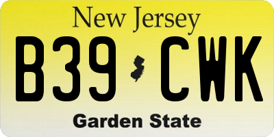 NJ license plate B39CWK