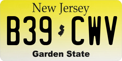 NJ license plate B39CWV