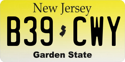 NJ license plate B39CWY