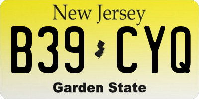 NJ license plate B39CYQ