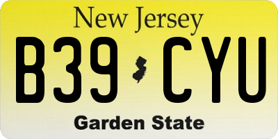 NJ license plate B39CYU
