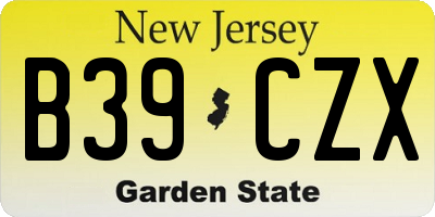 NJ license plate B39CZX