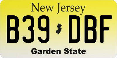 NJ license plate B39DBF