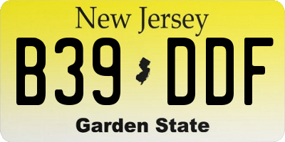 NJ license plate B39DDF