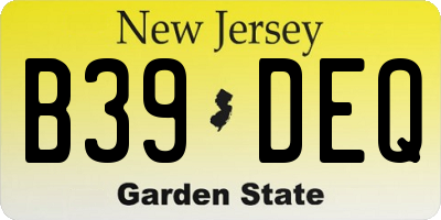 NJ license plate B39DEQ