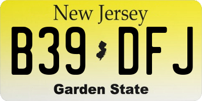 NJ license plate B39DFJ