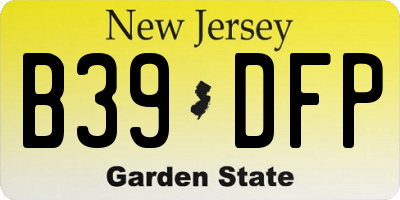 NJ license plate B39DFP