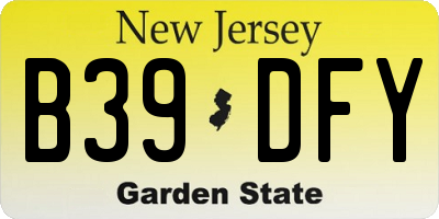 NJ license plate B39DFY
