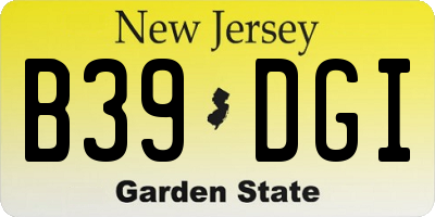 NJ license plate B39DGI