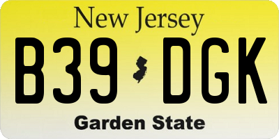 NJ license plate B39DGK