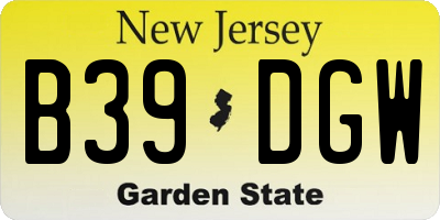 NJ license plate B39DGW